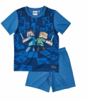 Boys minecraft short sleeve pyjama blue full 20382